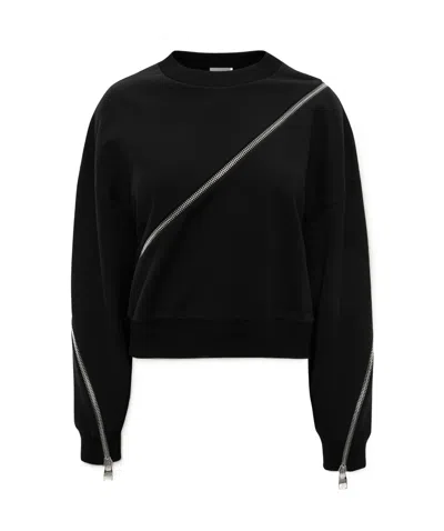 Alexander Mcqueen Cut-out Cotton Sweatshirt In Black