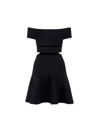 Alexander Mcqueen Cut-out Detail Off-shoulder Flare Dress In Animal Print