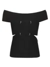Alexander Mcqueen Cut-out Detail Top With Bare Shoulders In Black