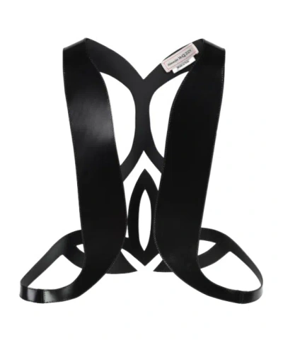 Alexander Mcqueen Cut-out Detailed Leather Vest In Black