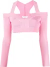 Alexander Mcqueen Alexander Mc Queen Pink Knitted Short Top In Rosa