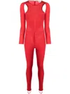 Alexander Mcqueen Cut-out Long-sleeve Jumpsuit In Red