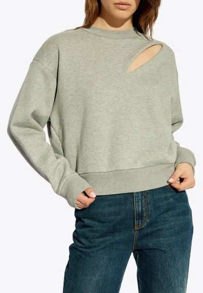 Alexander Mcqueen Cut-out Long-sleeved Sweatshirt In Gray