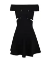 Alexander Mcqueen Cut-out Off-shoulder Flared Mini Dress In Black