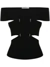 Alexander Mcqueen Cut-out Detail Top With Bare Shoulders In Black