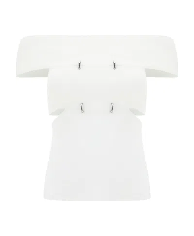 ALEXANDER MCQUEEN ALEXANDER MCQUEEN CUT-OUT OFF-SHOULDER STRETCH TOP
