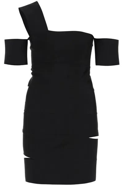 Alexander Mcqueen Cut-out One-shoulder Mini Dress In Black