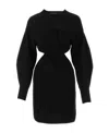 Alexander Mcqueen Mini Wool Twisted Dress In Black