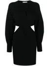 Alexander Mcqueen Mini Wool Twisted Dress In Schwarz