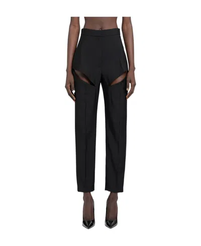Alexander Mcqueen Cut-out Tailored Trousers In Black