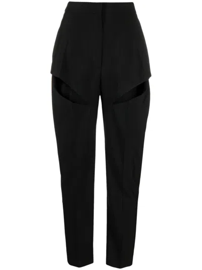 Alexander Mcqueen Cut-out Tailored Trousers In Nero