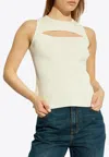Alexander Mcqueen Cut-out -blend Sleeveless Top In Cream