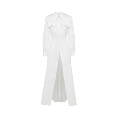 Pre-owned Alexander Mcqueen Cutaway Cotton Military Shirt 'optical White' | Women's Size 38