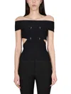 Alexander Mcqueen Cut-out Detail Top With Bare Shoulders In Black