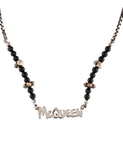 Pre-owned Alexander Mcqueen Cut-out Graffiti Logo Chain Necklace, 20" In Multi
