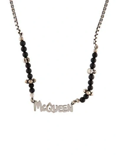Pre-owned Alexander Mcqueen Cut-out Graffiti Logo Chain Necklace, 20.25" In Multi