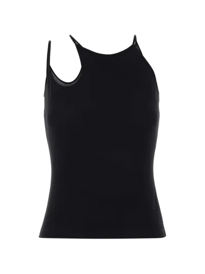 Alexander Mcqueen Cut-out Mesh Tank Top In Black