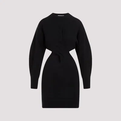 Alexander Mcqueen Cut-out Ribbed-knit Minidress In Black