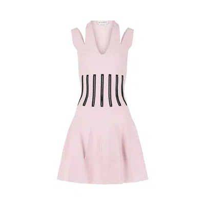 Pre-owned Alexander Mcqueen Cutout Shoulder Corset Mini Dress 'porcelain/black' | White | Women's Size Xs