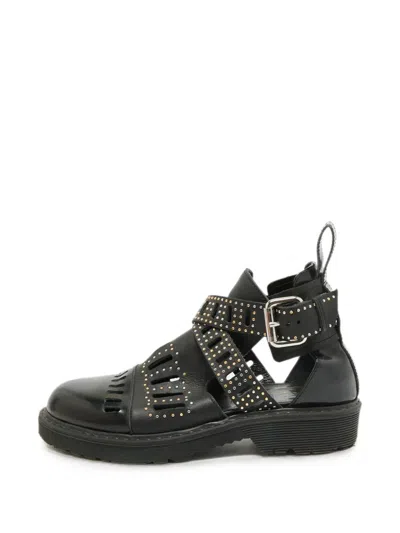 Pre-owned Alexander Mcqueen Dalston Cut-out Studded Ankle Boots In Black