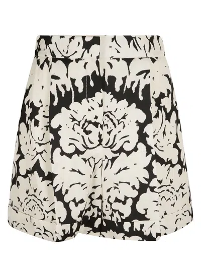 Alexander Mcqueen Damask Print Trousers In Black/ivory