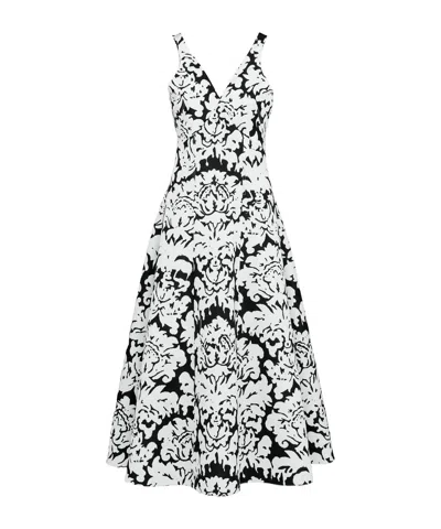 Alexander Mcqueen Damask Printed V-neck Midi Dress In White