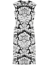 ALEXANDER MCQUEEN DAMASK WHITE/BLACK MIDI DRESS