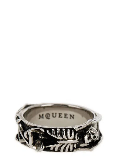 Alexander Mcqueen Dancing Skeleton Jewelry Silver In Black