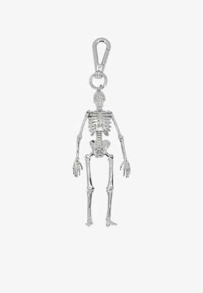 Alexander Mcqueen Dancing Skeleton Keychain In Silver