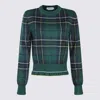 Alexander Mcqueen Tartan Ruffled Sweater In Green