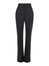 Alexander Mcqueen Grey Pinstripe High Waist Pants In Wool Woman In Grey