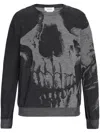 Alexander Mcqueen Skull Intarsia Wool Melange Crewneck Sweater In Dark Grey