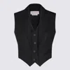 Alexander Mcqueen Paneled Pinstriped Wool Vest In Blue