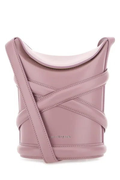 ALEXANDER MCQUEEN DARK PINK LEATHER THE CURVE BUCKET BAG