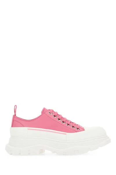 Alexander Mcqueen Women's Dark Leather Tread Slick Sneakers In Pink