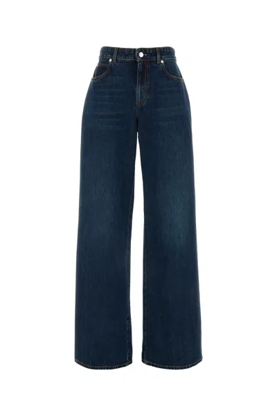 Alexander Mcqueen Dark Stonewash Denim Jeans In Blue