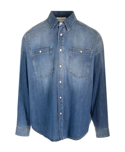 ALEXANDER MCQUEEN ALEXANDER MCQUEEN DART-DETAILED LONG SLEEVED DENIM SHIRT