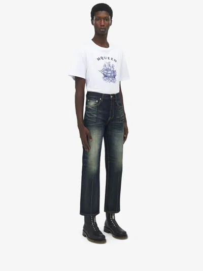 Alexander Mcqueen Darted Denim Jeans In Blue