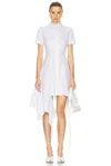 Alexander Mcqueen Asymmetric Hemline Shirt Dress In Striped Cotton Poplin
