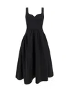 Alexander Mcqueen Black Sweetheart-neck Midi Dress In Black