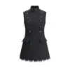 Alexander Mcqueen Raw Hem Double-breasted Hourglass Wool Mini Dress