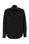 Alexander Mcqueen Poplin Shirt With Cuffed And Long Sleeves In Black