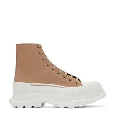 Alexander Mcqueen Debossed-logo High Top Sneakers In Brown