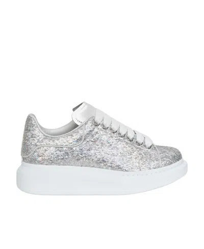 Alexander Mcqueen Debossed-logo Holographic-effect Sneakers In White