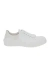Alexander Mcqueen Logo Embossed Platform Sole Canvas Sneakers In White