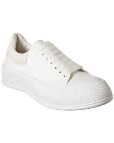 Pre-owned Alexander Mcqueen Deck Plimsoll Canvas Sneaker Men's White 45.5