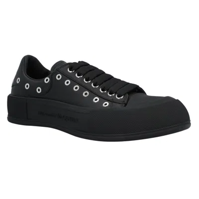 Alexander Mcqueen Deck Plimsoll In Black/silver