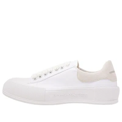 Alexander Mcqueen Deck Plimsoll Lace-up Trainers 'white Beige'