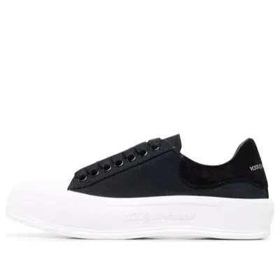 Alexander Mcqueen Deck Skate Plimsoll Lace Up 'black White Sole'