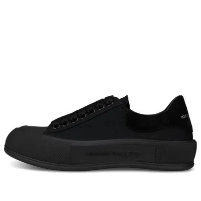 Alexander Mcqueen Deck Skate Plimsoll Lace Up 'triple Black'